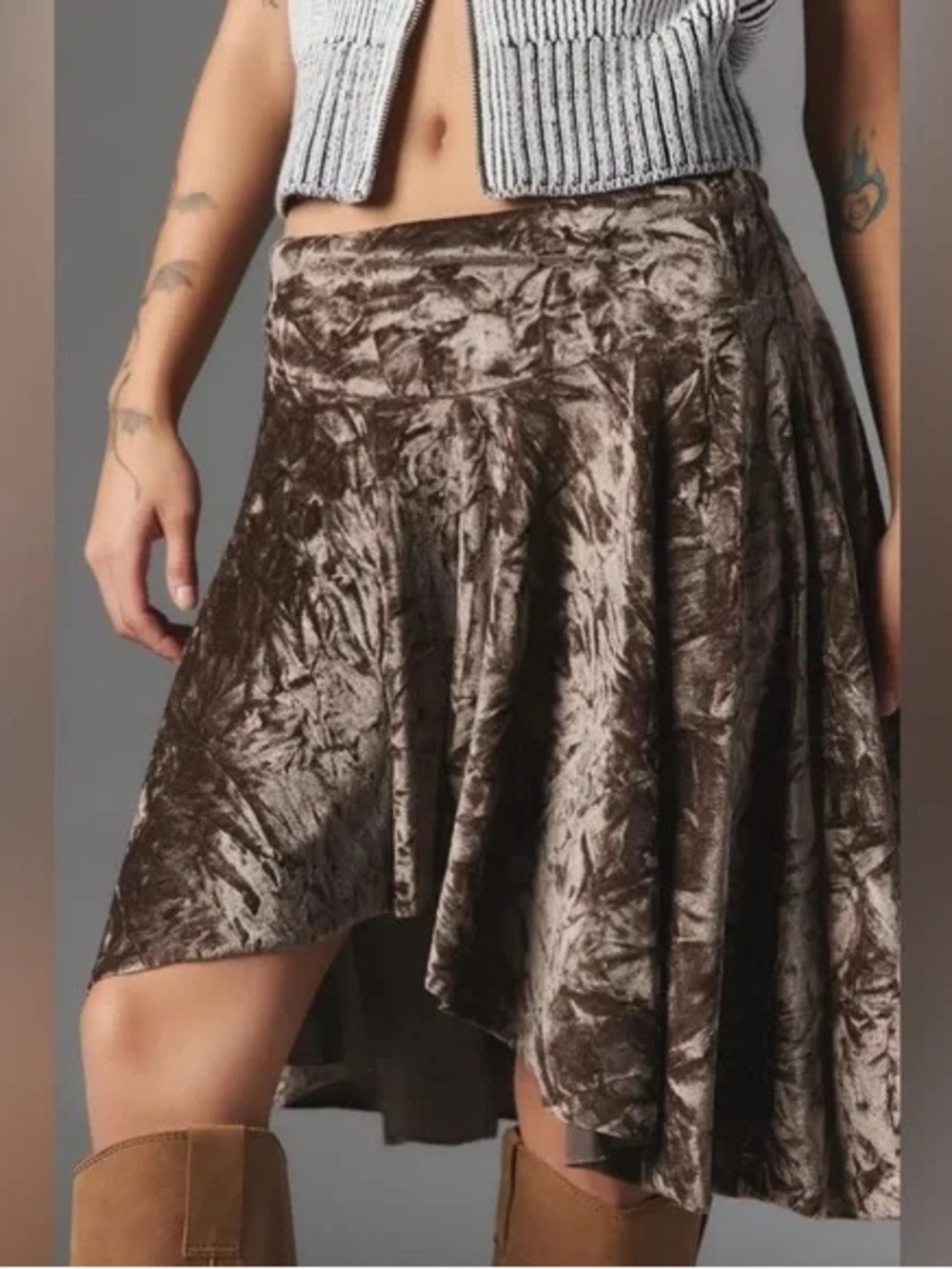 Urban Outfitters Silence + Noise Willa Crushed Velvet Asymmetrical Skirt Small